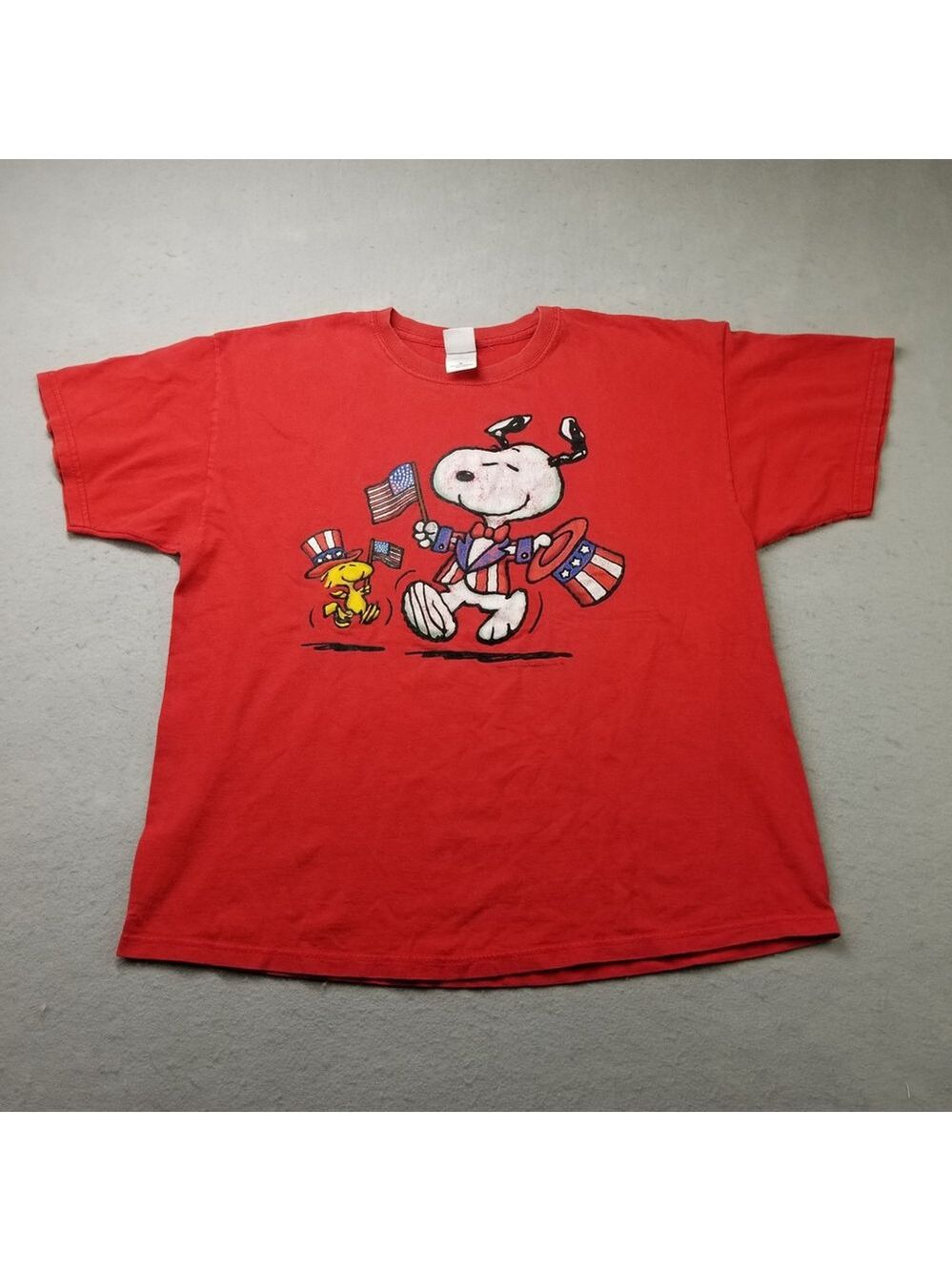 Vintage Snoopy T-Shirt Mens Size XL Red USA 4th of July Y2K Short Sleeve Peanuts
